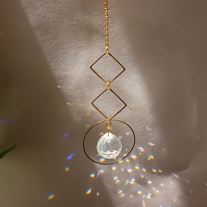 Quartz Crystal Big Pendant Decorations, Hanging Sun Catchers, Rhombus