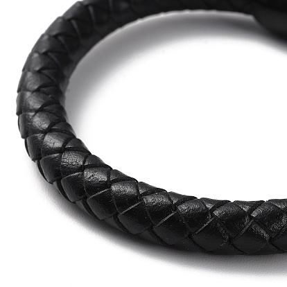 Кожаный плетеный браслет на круглом шнуре, с 304 магнитными застежками из нержавеющей стали для мужчин и женщин