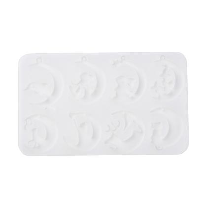Heart/Moon DIY Pendant Food Grade Silicone Molds, Resin Casting Molds, for UV Resin, Epoxy Resin Jewelry Making