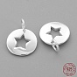 925 Sterling Silver Charms, Flat Round with Star