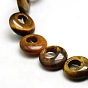 Flat Round Natural Tiger Eye Beads Strands, 4x13mm, Hole: 1mm, about 30pcs/strand, 14.9 inch