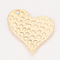 Hammered Brass Pendants, Nickel Free, Real 18K Gold Plated, Heart