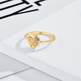 Кольцо с геометрическим узором из золотого цветка — простой и элегантный дизайн из меди в западном стиле.