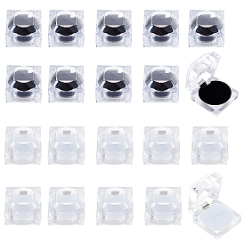 Chgcraft 24pcs 2 couleurs boîtes à bagues en plastique transparent, avec une éponge, Boîte à bijoux, carrée