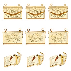 ARRICRAFT Brass Locket Pendants, Photo Frame Charms for Necklaces, Bag