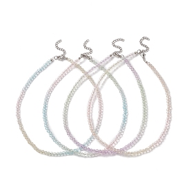 Faceted Gradient Color Glass Beaded Necklaces for Women, with Alloy Lobster Claw Clasps