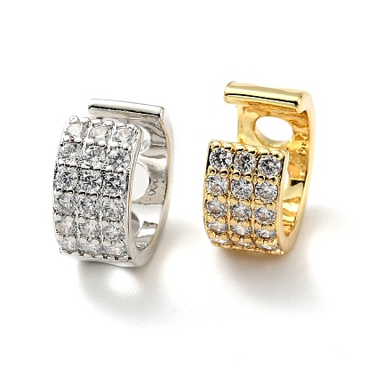Clear Cubic Zirconia C-Shaped Chunky Cuff Earrings, Brass Jewelry for Women, Cadmium Free & Lead Free