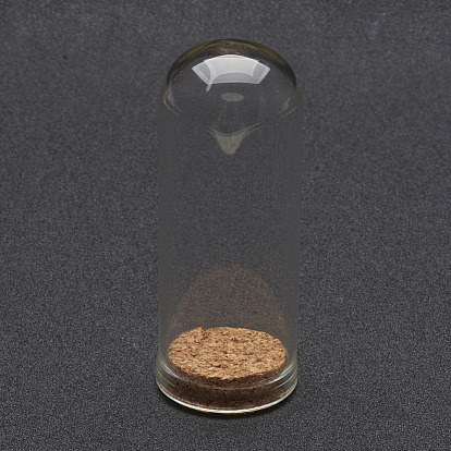 Couvercle cloche en verre, cloche, avec base en liège, pour conteneur de maison de poupée, décoration d'affichage de fleurs séchées
