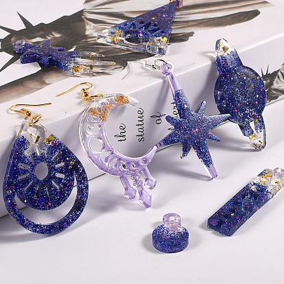 Moules en silicone pendentif astronomique diy, moules de résine, pour la résine UV, fabrication de bijoux en résine époxy, étoile/planète/larme