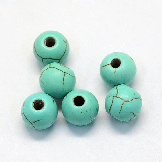 Perles de turquoise synthétiques, ronde, teint