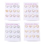 6 Pairs Natural White Shell Heart Stud Earrings, 304 Stainless Steel Jewelry for Women