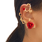 Boucles d'oreilles fleur rose en alliage, Boucles d'oreilles enveloppantes grimpeur pour femme