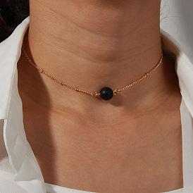 Collier pendentif en pierre volcanique - chaîne de clavicule sexy et simple pour accessoires européens et américains par nes li meng bijoux