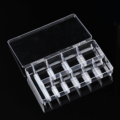 Polystyrene Bead Storage Containers, with Cover and 11 Grids, for Jewelry Beads Small Accessories, Rectangle
