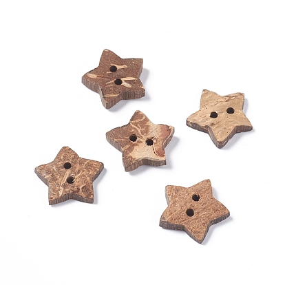Coconut Buttons, 2-Hole, Star