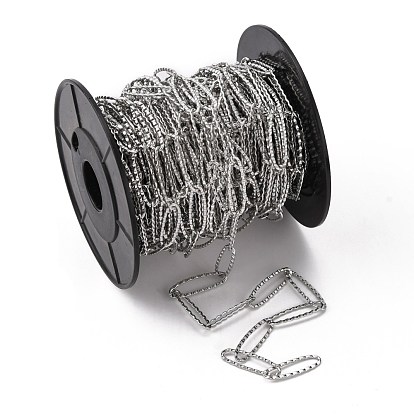 304 Stainless Steel Cable Chains, Textrued, Soldered, Decorative Chain, Oval Ring, 6mm