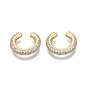 Brass Micro Pave Clear Cubic Zirconia Cuff Earrings, Nickel Free, Ring