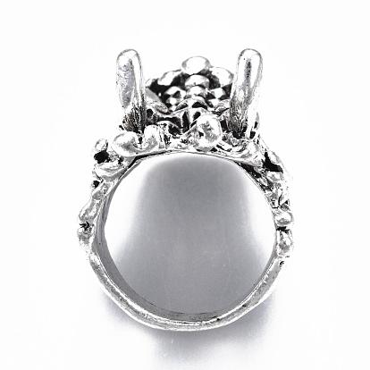 Перстни, широкая полоса кольца, дракон, античное серебро