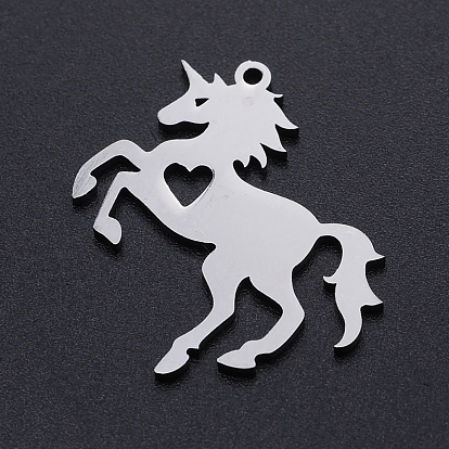 201 Stainless Steel Pendants, Horse with Heart