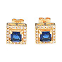 Cubic Zirconia Square Stud Earrings, Golden Brass Jewelry for Women, Nickel Free