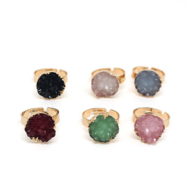 Resin Adjustable Ring with Irregular Round Stone Design for Women's Fashion Jewelry