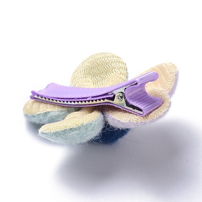 kids Hair Clips Sets, Iron Snap Hair Clips & Alligator Hair Clips, with Wool and Cloth, Rectangle & Duck & Bowknot & Oval & Heart & Flower & Teardrop