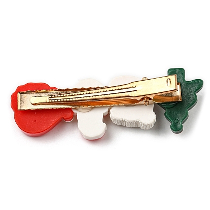 Chistmas Theme Resin Alligator Hair Clips, with Iron Findings, Hair Accessories for Girls Women
