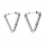 201 Stainless Steel Triangle Hoop Earrings, with 304 Stainless Steel Pins, Hinged Earrings for Women