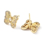 Butterfly Rack Plating Brass Micro Pave Clear Cubic Zirconia Stud Earrings for Women, Long-Lasting Plated, Lead Free & Cadmium Free