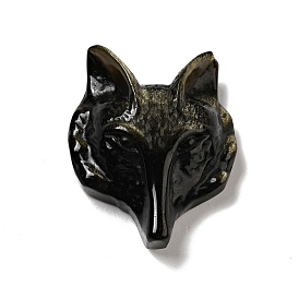 Pendentifs d'obsidienne à bruyère dorée naturelle, fox
