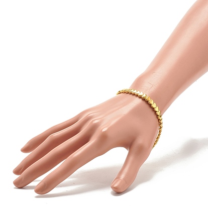 Alloy Heart Beaded Stretch Bracelet for Women
