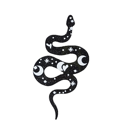 Printed Acrylic Big Pendants, Snake with Moon Pattern Charm