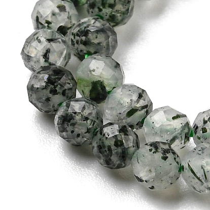Verdes naturales perlas de cuarzo rutilado hebras, aa grado, ronda facetas
