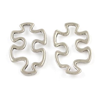 Tibetan Style Alloy Linking Rings, Puzzle Autism Symbol, Lead Free & Cadmium Free, 30.5x18x2.5mm, about 666pcs/1000g