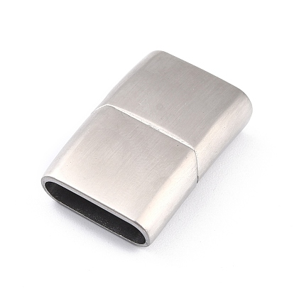 304 Stainless Steel Magnetic Clasps with Glue-in Ends, Matte Style, Rectangle