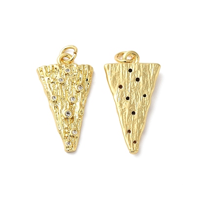 Rack Plating Brass Pave Cubic Zirconia Pendants, with Jump Ring, Lead Free & Cadmium Free, Long-Lasting Plated, Triangle Charm