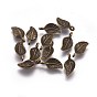 Tibetan Style Alloy Leaf Pendants, Cadmium Free & Lead Free, 14.5x7.5x4mm, Hole: 2mm