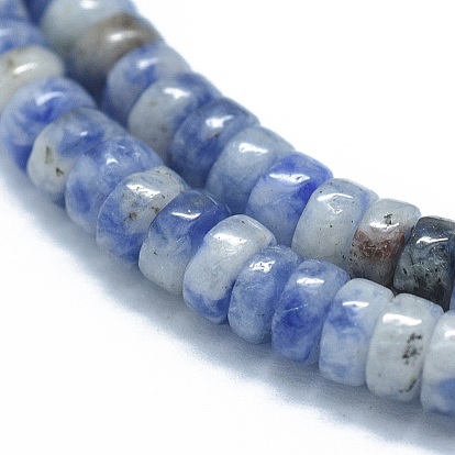 Perles de jaspe tache bleue naturelle, Plat rond / disque