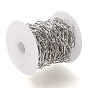 Brass Cable Chains, Paperclip Chains, Drawn Elongated Cable Chains, Textured, with Spool, Long-Lasting Plated, Unwelded