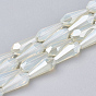 Electroplate Glass Beads Strands, Imitation Jade Glass, Faceted, Vase