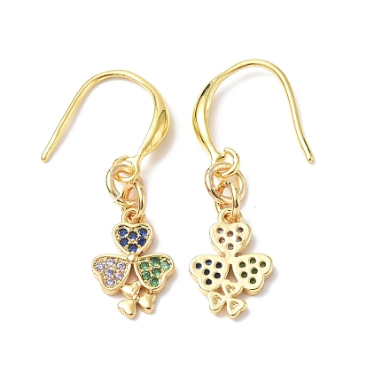 Boucles d'oreilles pendantes colorées avec trèfle et oxyde de zirconium, bijoux en laiton de placage de rack pour les femmes