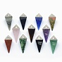 Gemstone Pendants, with Alloy Findings, Triangle, Platinum