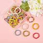 30Pcs 6 Colors Round Glass Seed Beaded Finger Rings, with Real 18K Gold Plated Copper Wire