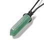 Natural & Synthetic Mixed Gemstone Bullet Pendant Necklace with Waxed Cords for Women