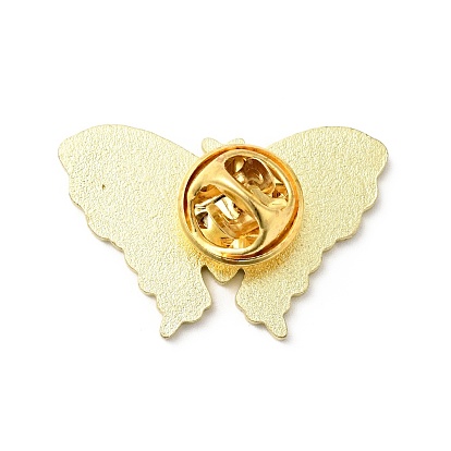 Flor mariposa pin de esmalte, insignia de aleación chapada en oro para ropa de mochila