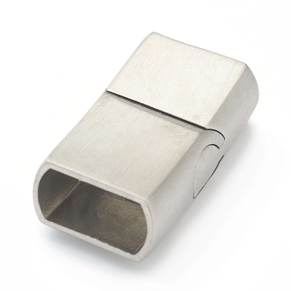 304 Stainless Steel Magnetic Clasps with Glue-in Ends, Curved Rectangle