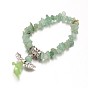 Natural Gemstone Kids Bracelets, with Acrylic Bead and Antique Silver Alloy Findings, Lovely Wedding Dress Angel Dangle, 39mm