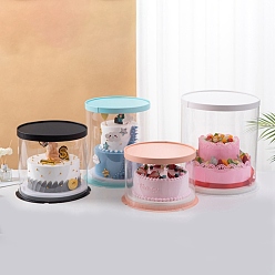 Boîtes à gâteaux hautes en plastique transparent, Conteneur de boîte à gâteau de boulangerie, colonne avec couvercles