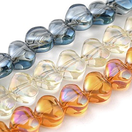 Full Plated Electroplate Transparent Glass Beads Strands, Heart