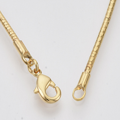 Brass Chains Necklaces, Real 18K Gold Plated, with Lobster Claw Clasps, Nickel Free